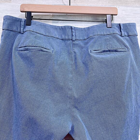 LOFT PLUS Chambray Riviera Crop Pants Blue Mid Rise Stretch Cotton Womens 16 - Picture 5 of 8